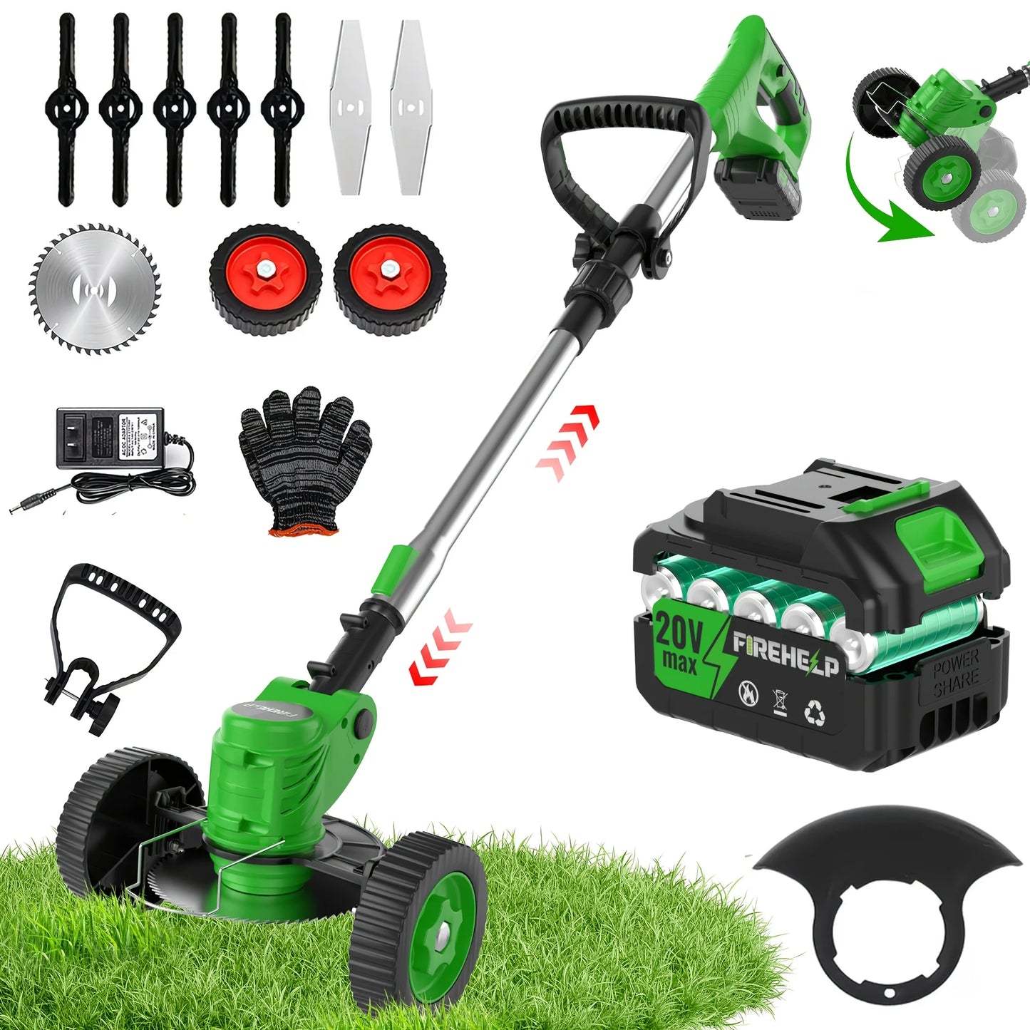 Firehelp Portable Cordless Electric Lawn Mower Garden Weeder And Trimmer