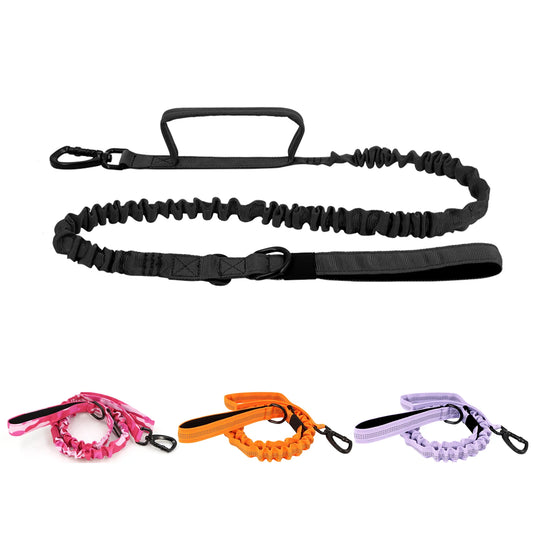 Tactical Dog Leash Adjustable Elastic Rope With Dual Control Handles