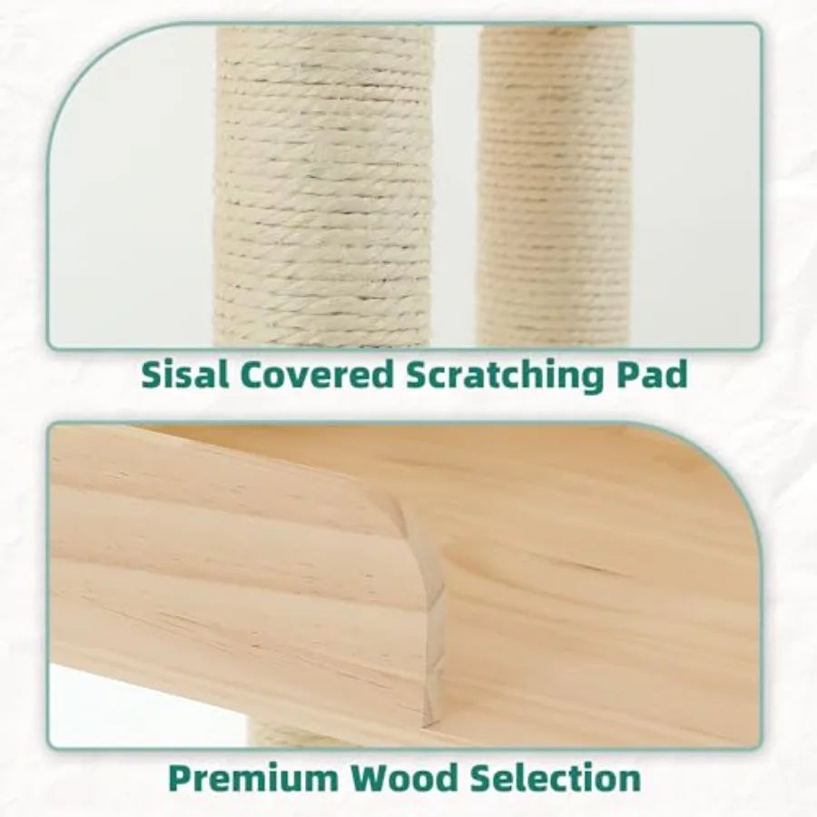 Wood Cat Tower for Self Cleaning Litter Box Multi Level