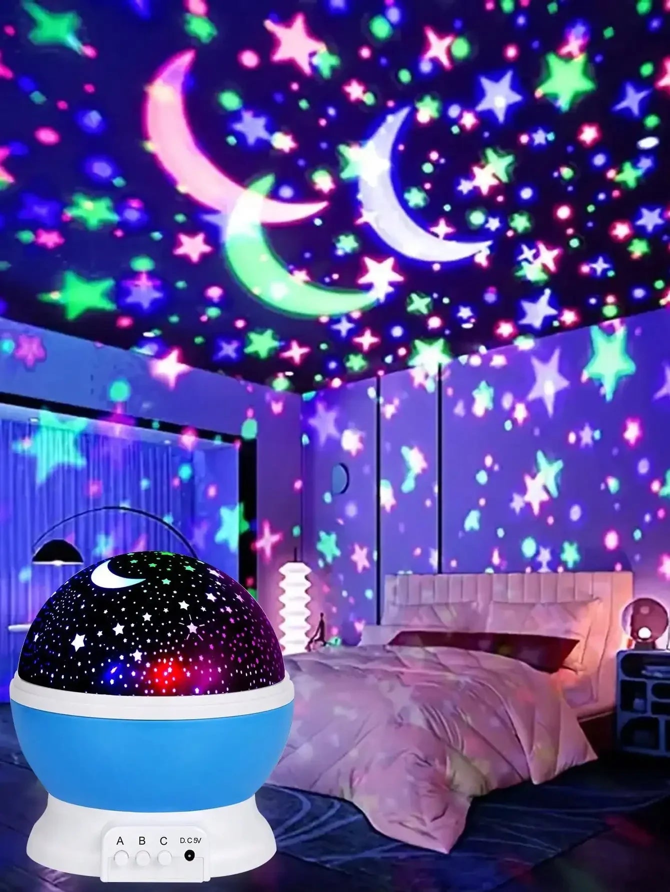 360 Rotation LED Star Moon Projection Lamp For Room Decor