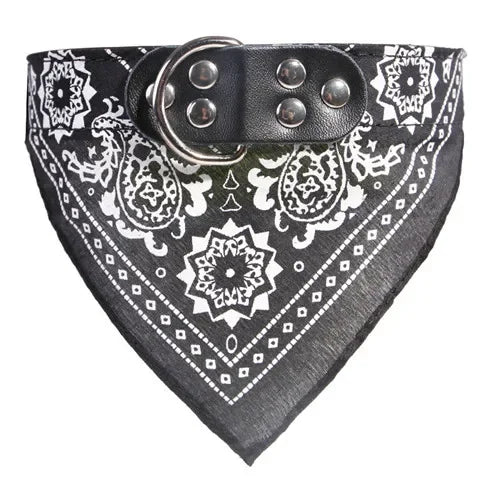 Leather Printed Adjustable Dog Bandana Collar for Chihuahua Puppy