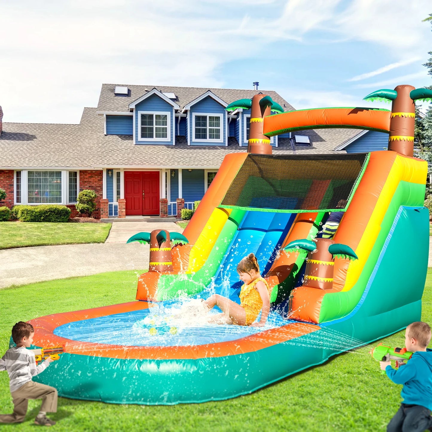 King Inflatable Commercial PVC Water Slide Bounce House With Blower