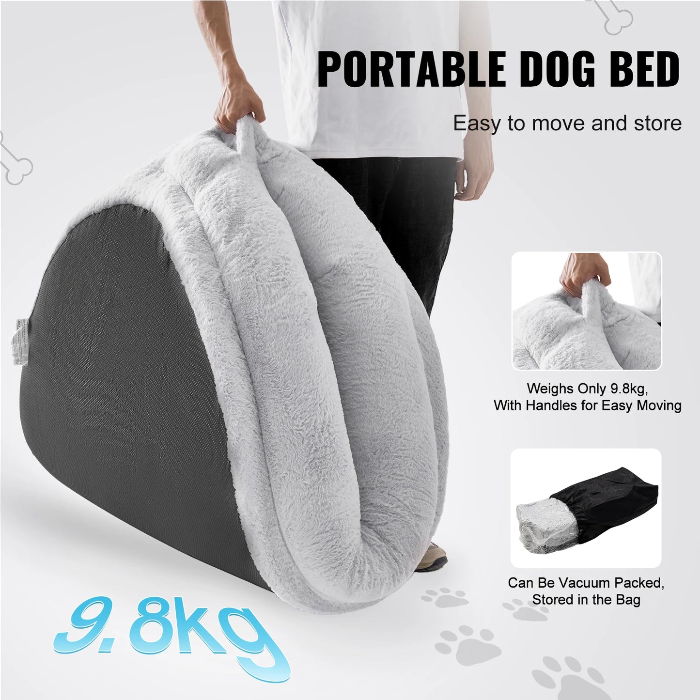 SucceBuy Human Dog Bed With Orthopedic Egg Foam And Washable Faux Fur Cover