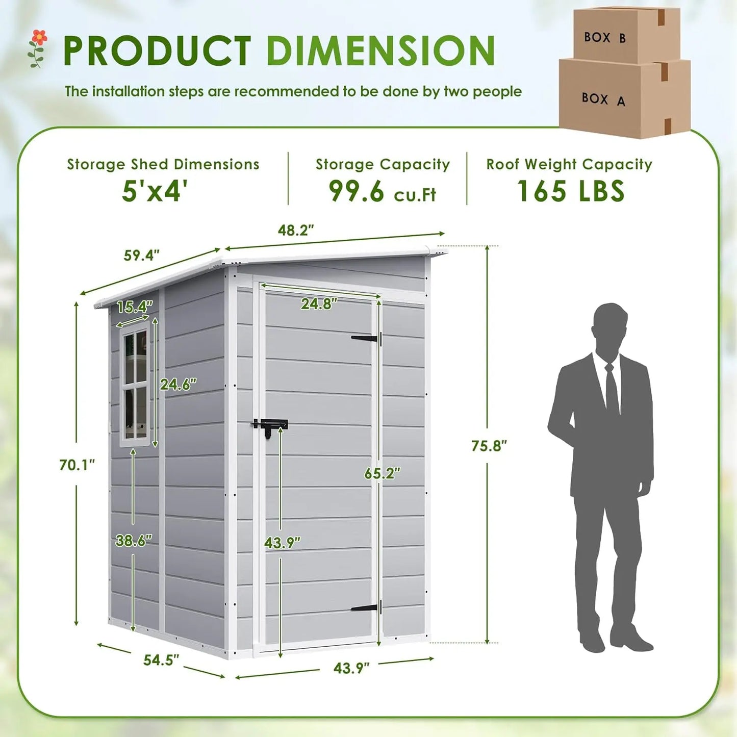 HUANZHUANG Resin Outdoor Storage Shed With Floor And Lockable Door