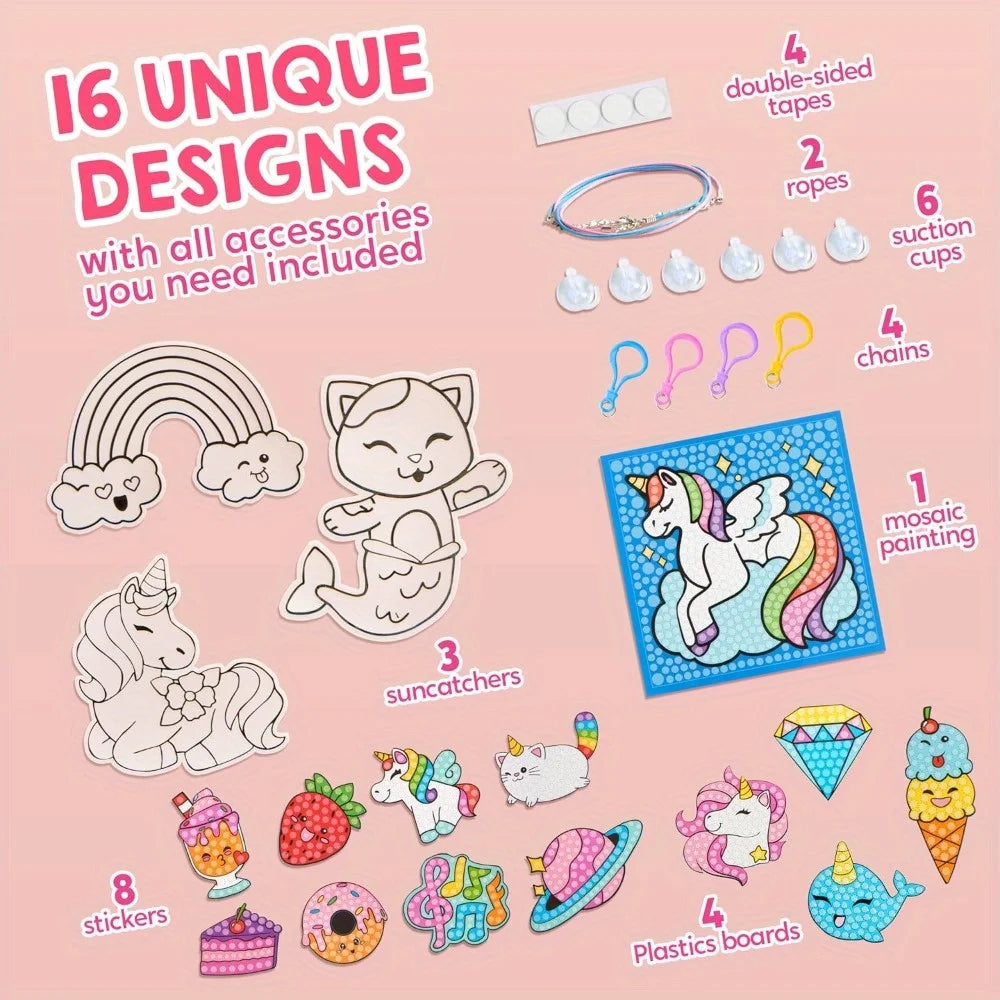 Joyfy 16 Projects Gem Painting Kit With 5D Gems For Girls Ages 6 12