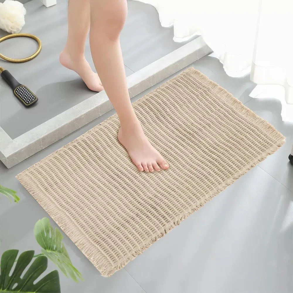 Waffle Non Slip Bath Mat Set Four Piece Extra Soft