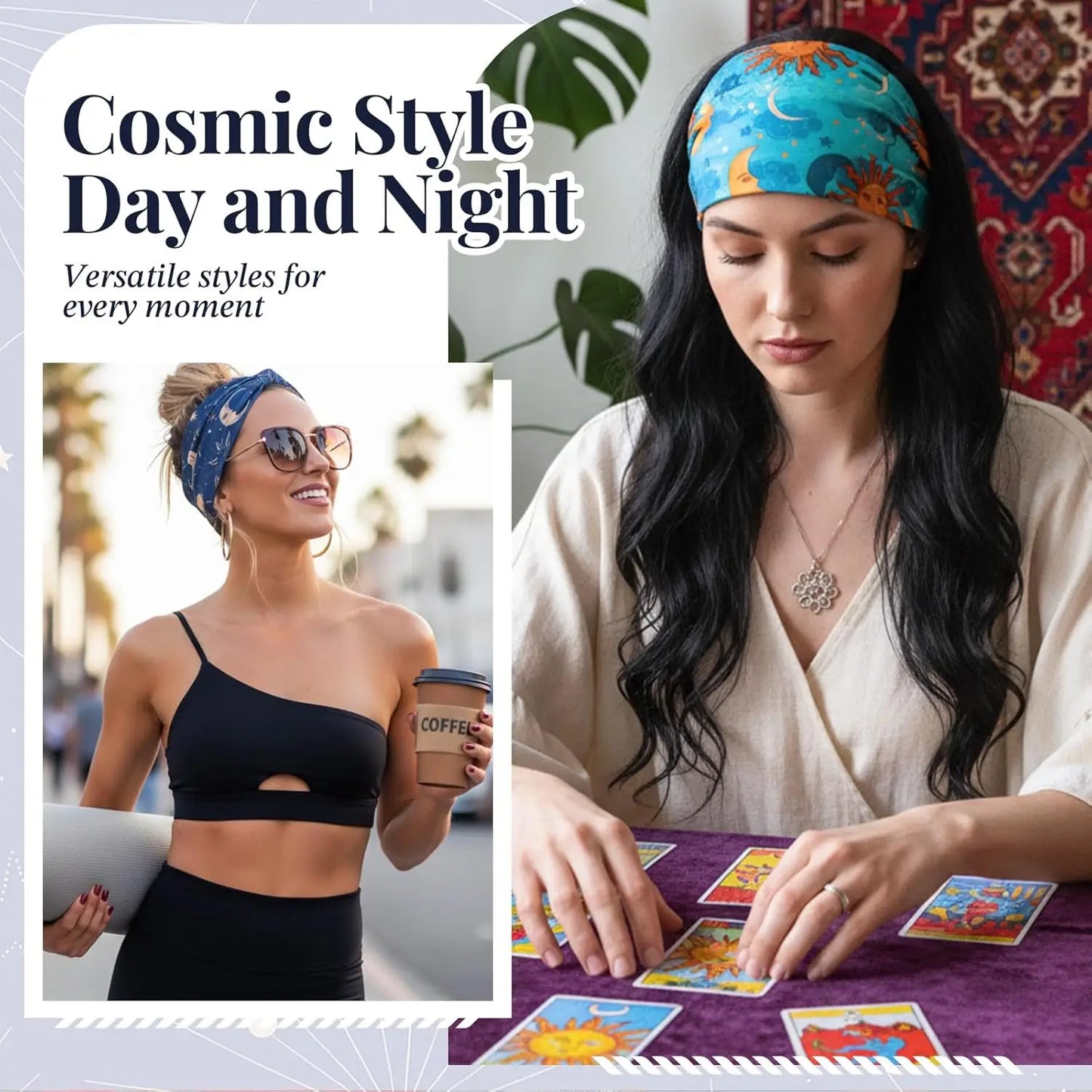 Stars Moon Wide Knotted Non Slip Headbands For Women
