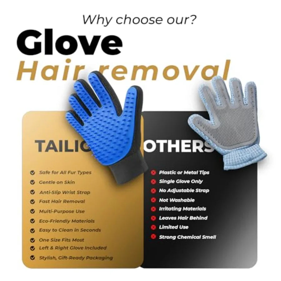 Pet Grooming Gloves 2 In 1 Deshedding Massage Mitt For Dogs And Cats