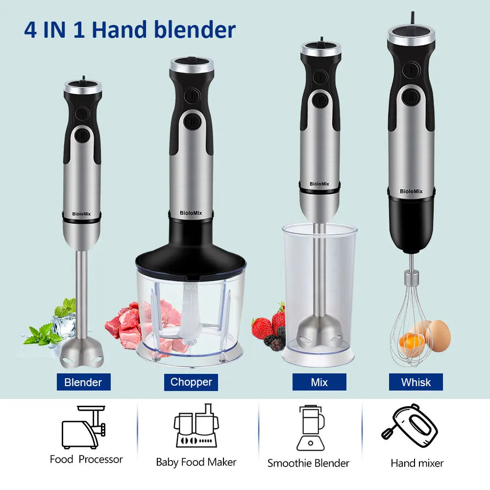 BioloMix Five In One Immersion Hand Blender With Chopper Whisk 800ml