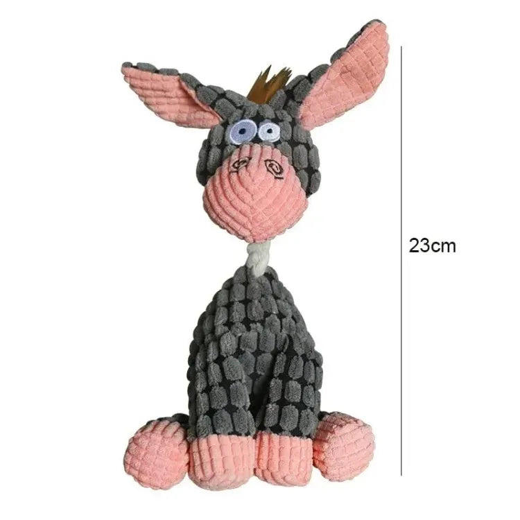 Plush Squeaky Puppy Chew Toys Interactive Teething Donkey Design