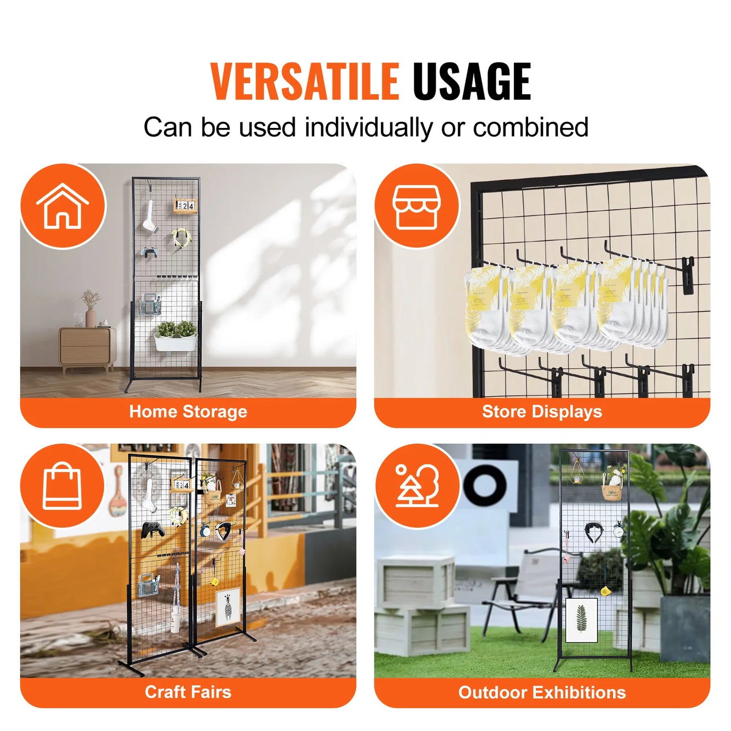 SucceBuy Grid Wall Panels Double Sided Gridwall Display Racks With Hooks