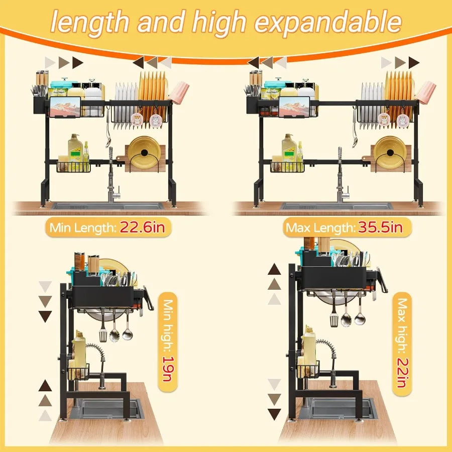 Over The Sink Dish Drying Rack Expandable 2 Tier Kitchen