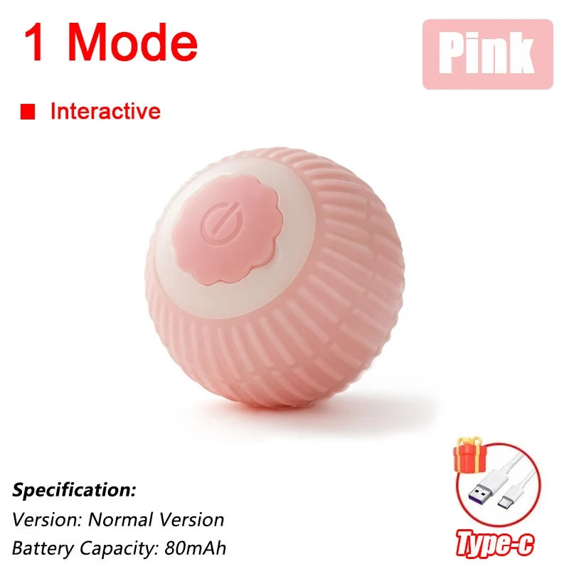 Cat Interactive Ball Toy Automatic Rolling Ball Faux Tail Rechargeable