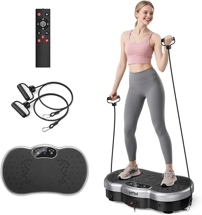 HTMM Fitness Vibration Plate Whole Body Exercise Machine Calorie Tracking