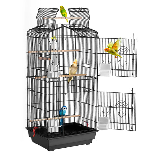 Open Top Large Parrot Cage Hanging Birdcage With Swing And Perch