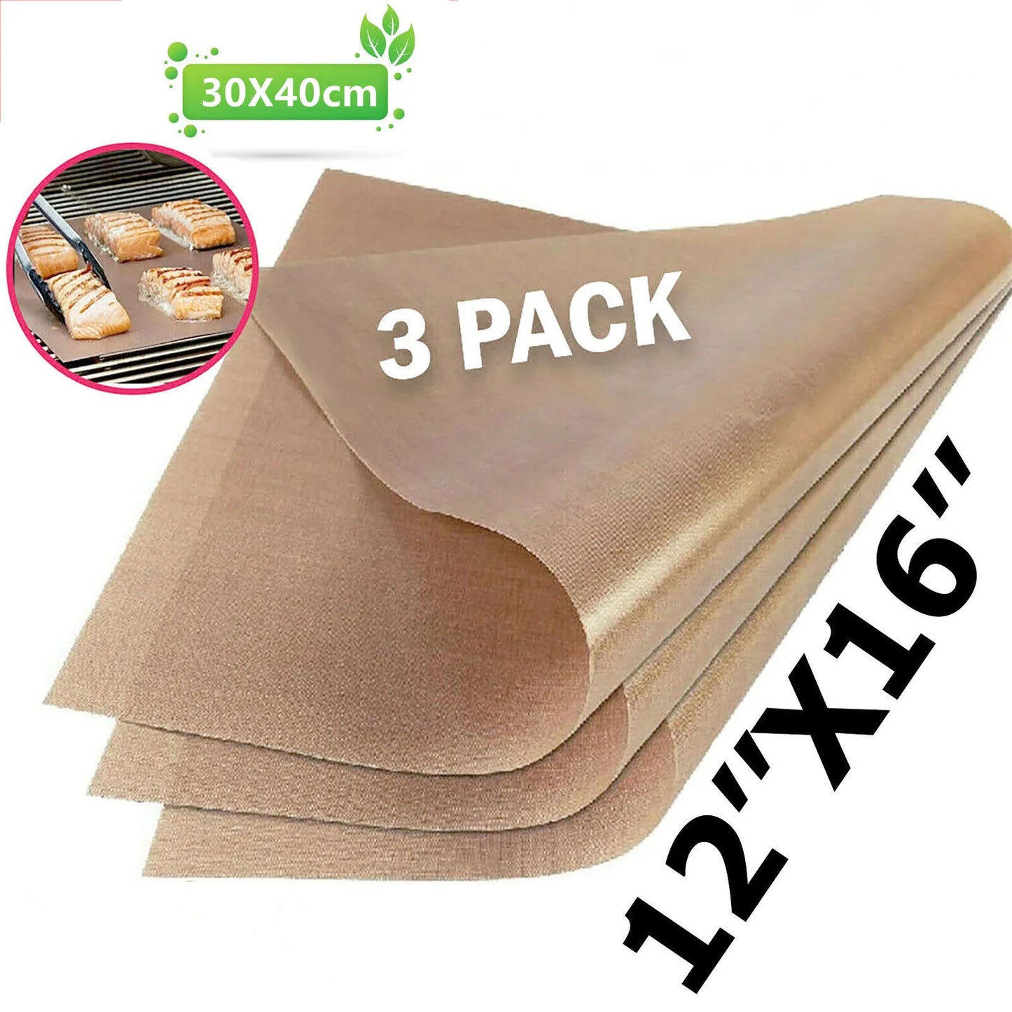3 Piece Reusable Heat Resistant Baking Mats Set Nonstick Pads