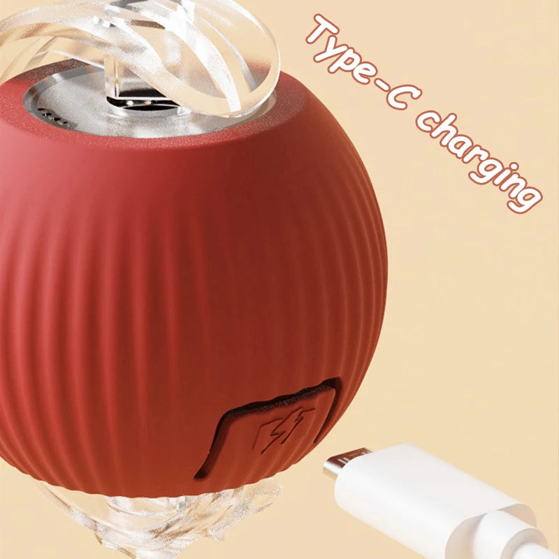 Cat Interactive Ball Toy Automatic Rolling Ball Faux Tail Rechargeable