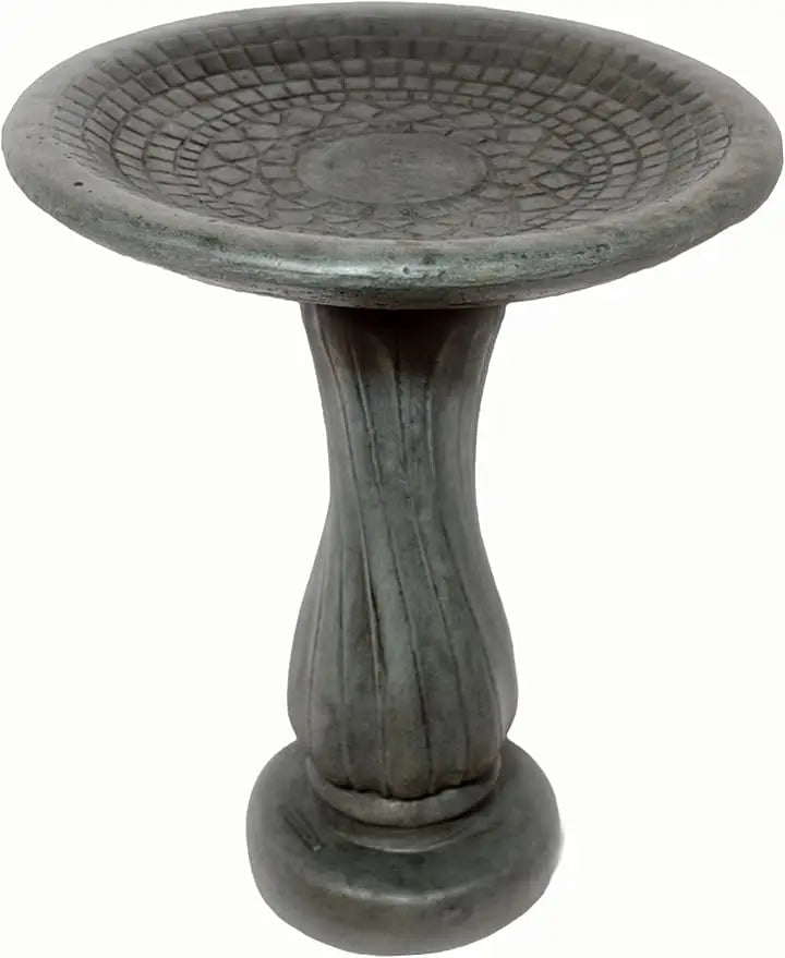Spiral Birdbath Two Piece Outdoor Stone Garden Decor