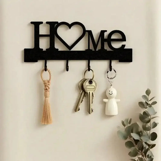 Heart Shape Wall Mounted Key Holder Entryway Organizer Adhesive Hooks