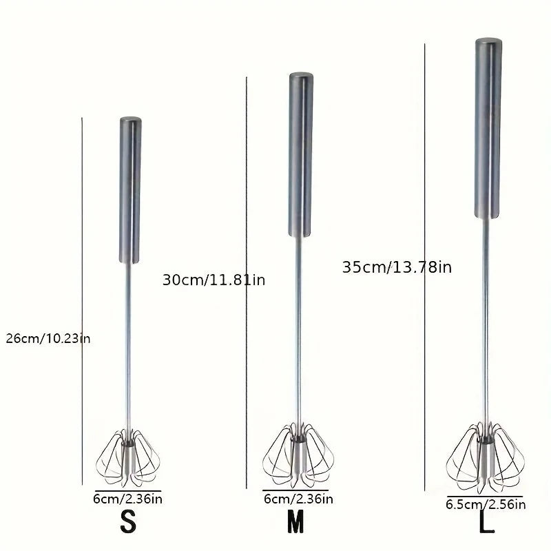 Stainless Steel Rotary Egg Beater Semi Automatic Hand Whisk