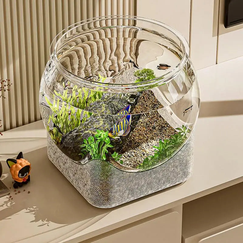 Ultra Clear Round Plastic Fish Bowl Removable 360 Degree View