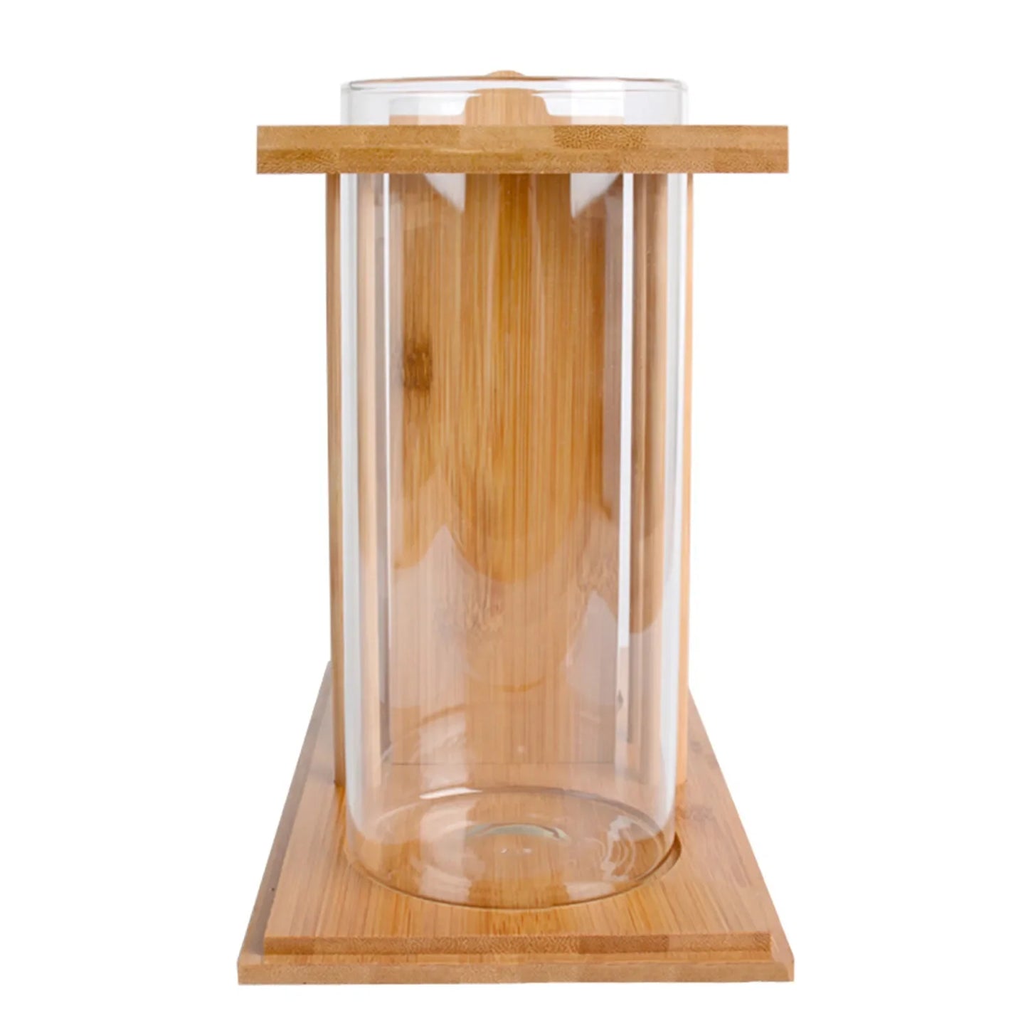 Eco Bamboo Wood Glass Mini Fish Tank Dual Desktop Aquarium