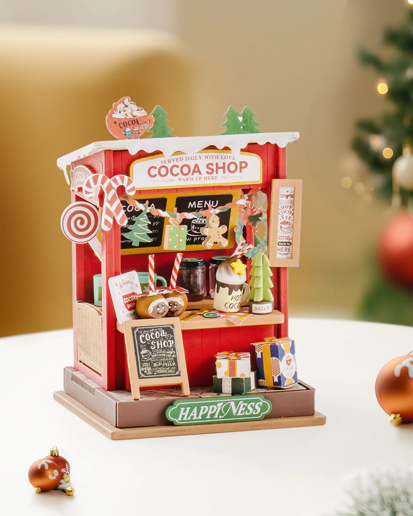 Rolife Christmas Tree Cottage Miniature House Kit DIY Craft Set
