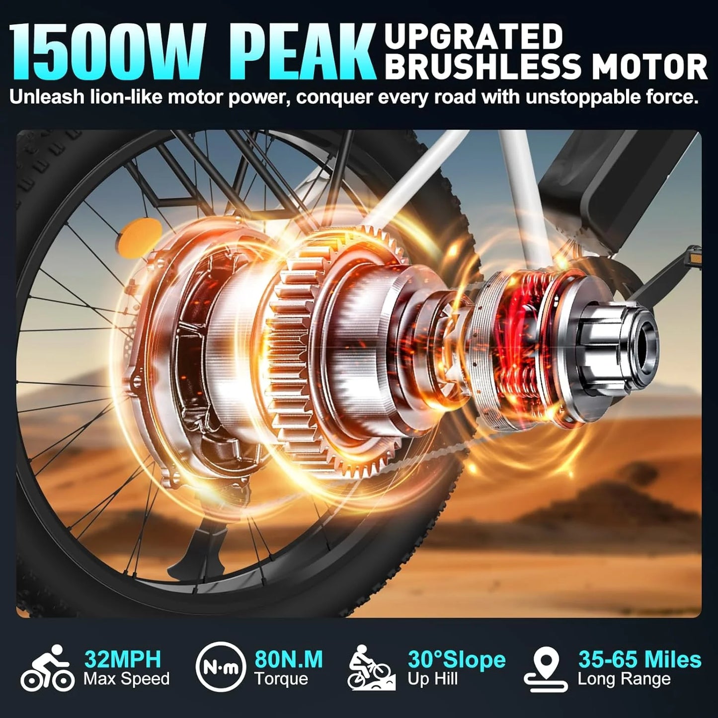 OBX Electric Mountain EBike 1500W Brushless Motor All Terrain