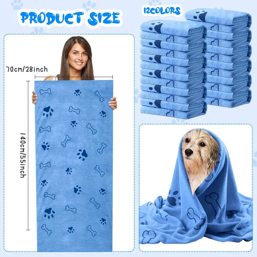 Dog Grooming Towels Microfiber 12 Pack Quick Dry Absorbent