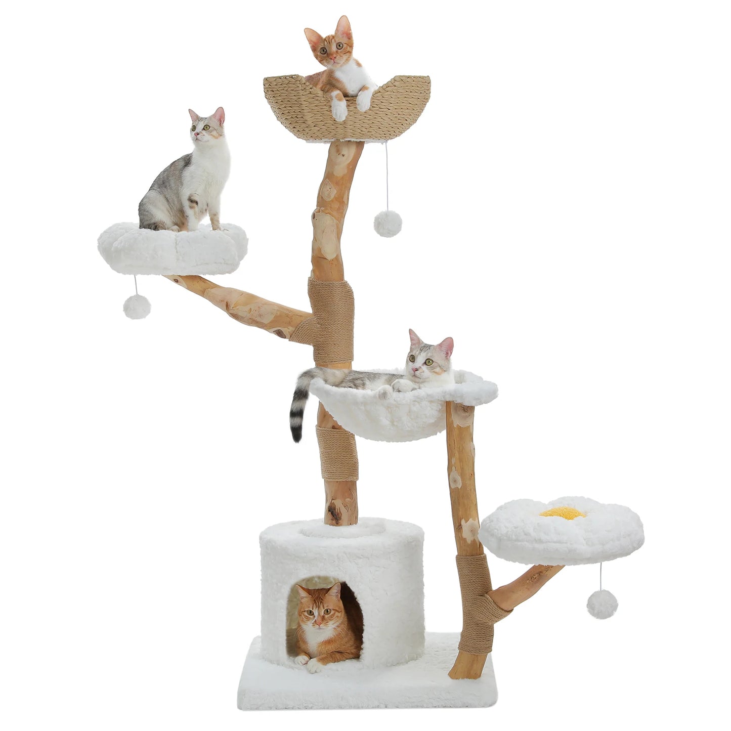 PAWZ Road Cat Tree Tower With Sisal Scratching Post And Wicker Basket