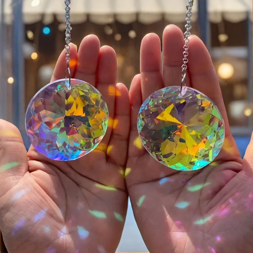 Round Crystal Sun Catchers Glass Prism Rainbow Maker For Window