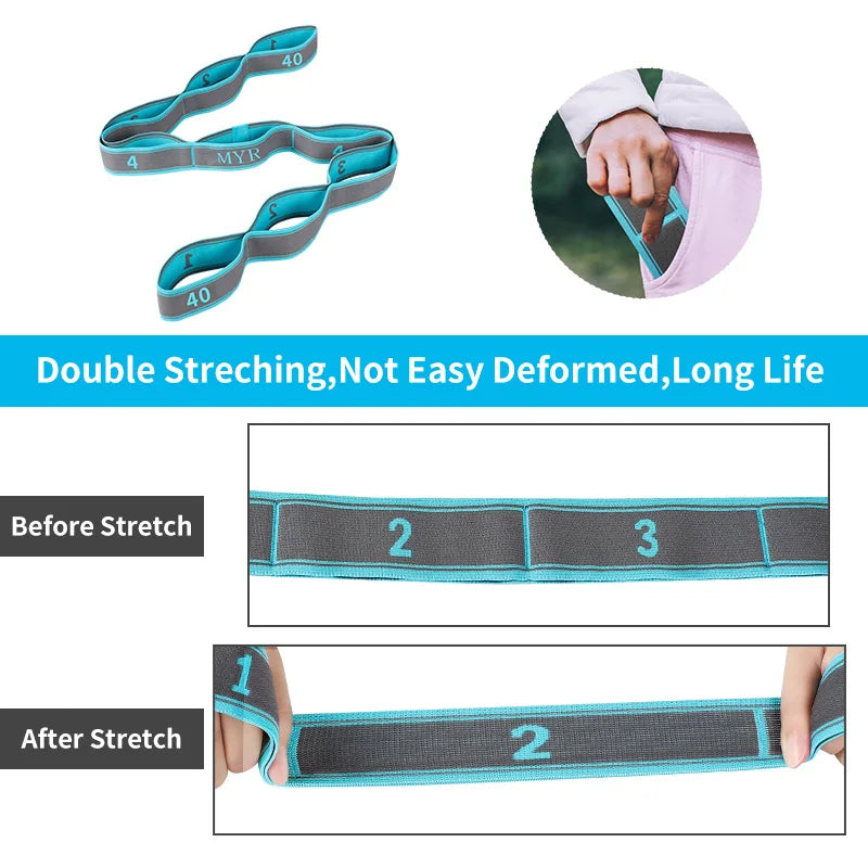 Elastic Yoga Stretching Strap With Loops For Ballet Dance Pilates