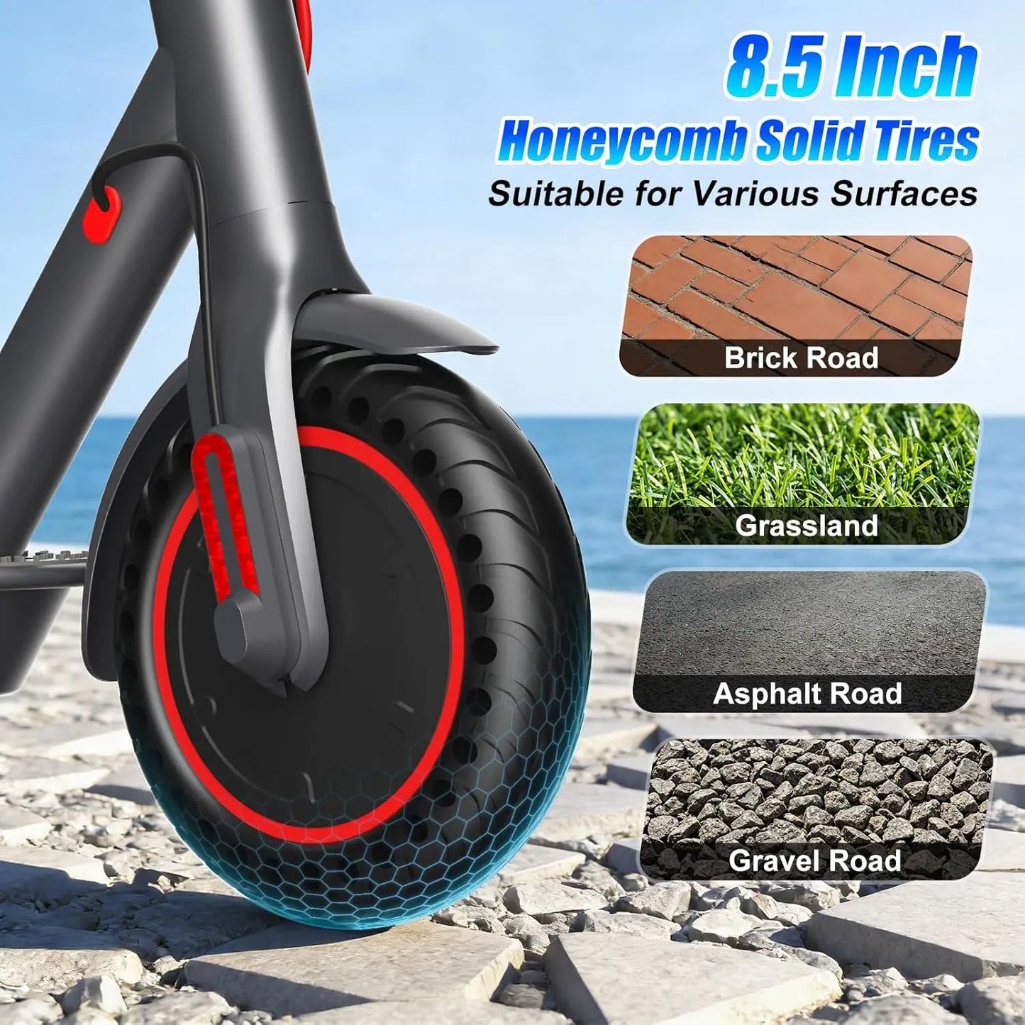 Foldable 350W Electric Scooter for Adults 36V Long Range App Control