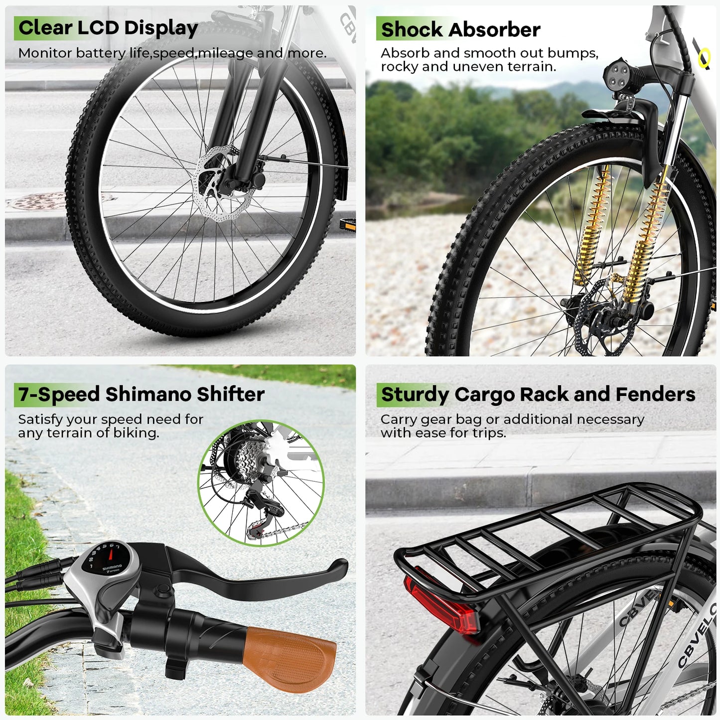 CYBERVELO EK2 1000W Electric Bike for Adults with Removable Battery