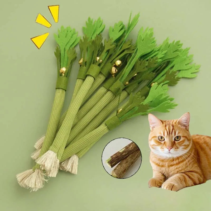 Cat Chew Toy Interactive Catnip Molar Stick With Bell For Cats