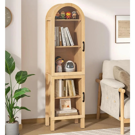 Arched Display Cabinet With Acrylic Glass Doors Modern Wood Curio