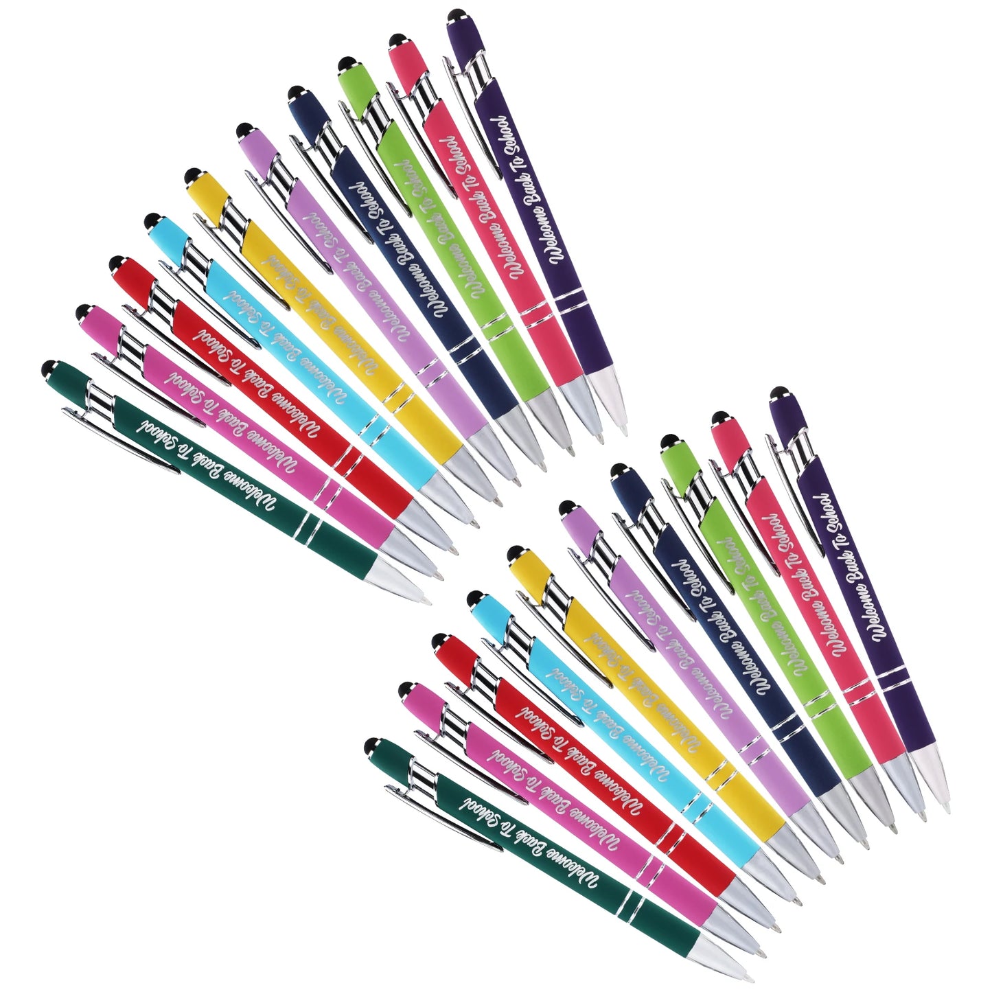Welcome Back To School Ballpoint Pens With Stylus 20 Pack For Students