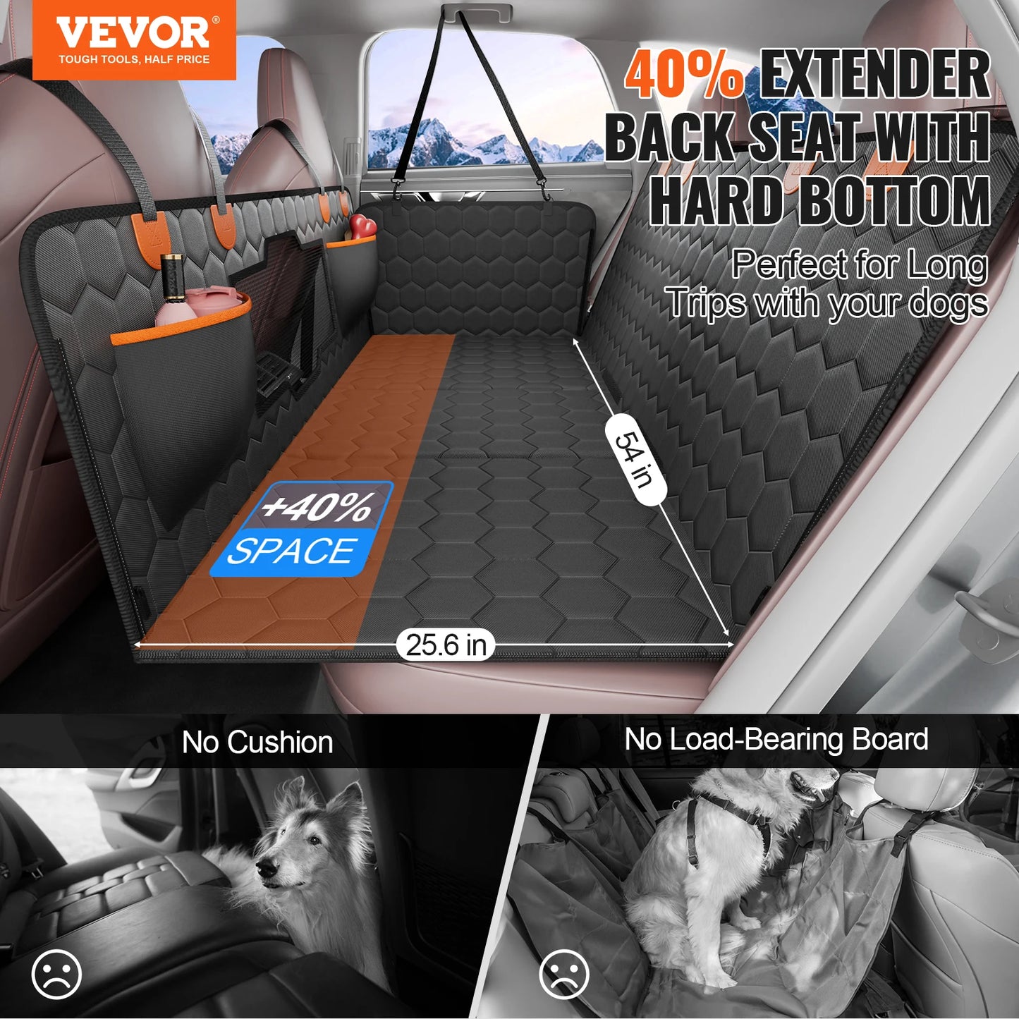 Back Seat Extender Dog Car Seat Cover With Mesh Window