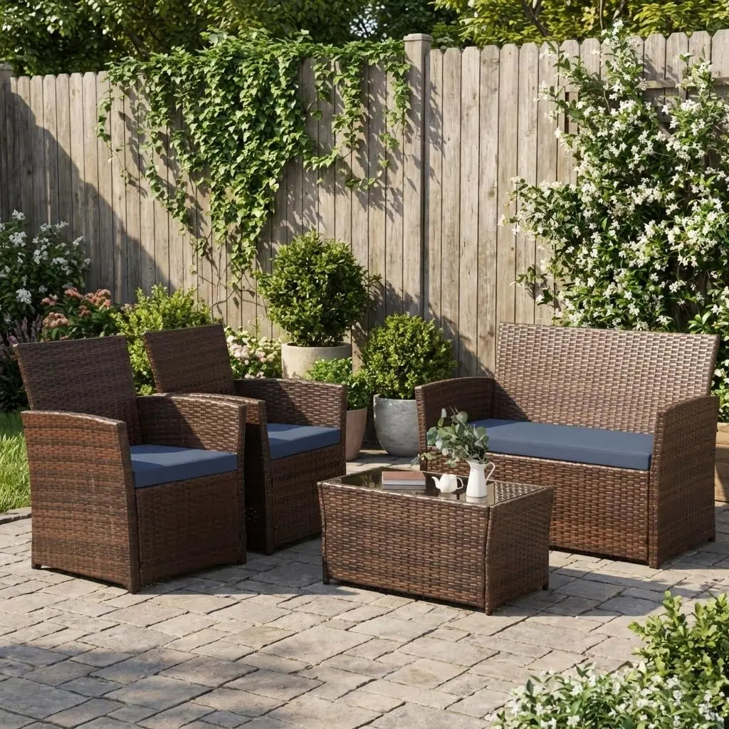 Outdoor Patio Furniture Set With Rattan Table And Chairs
