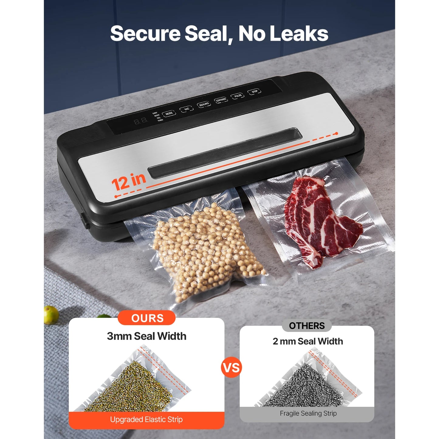 Succebuy 80Kpa 120W Vacuum Sealer 7 In 1 With Bags