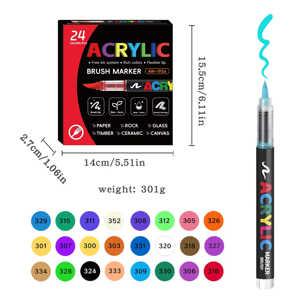 ART WALKER Acrylic Marker Set For Artwork And Craft Projects