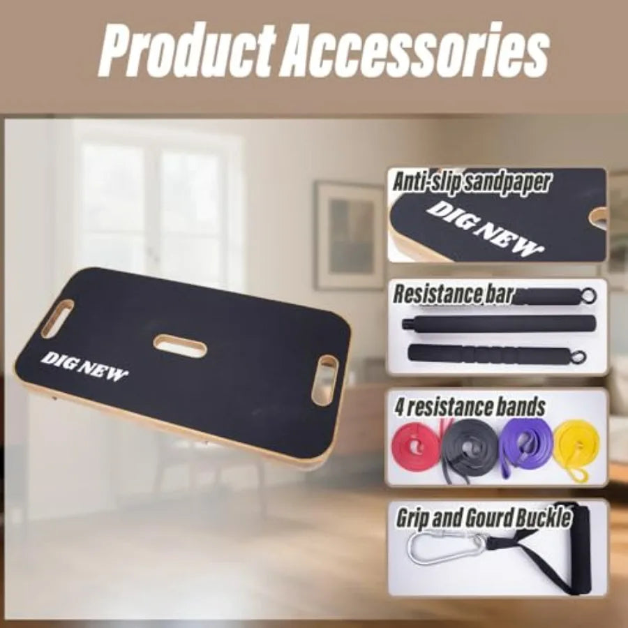 Wooden Resistance Band Foot Plate Exercise Platform Non Slip Surface