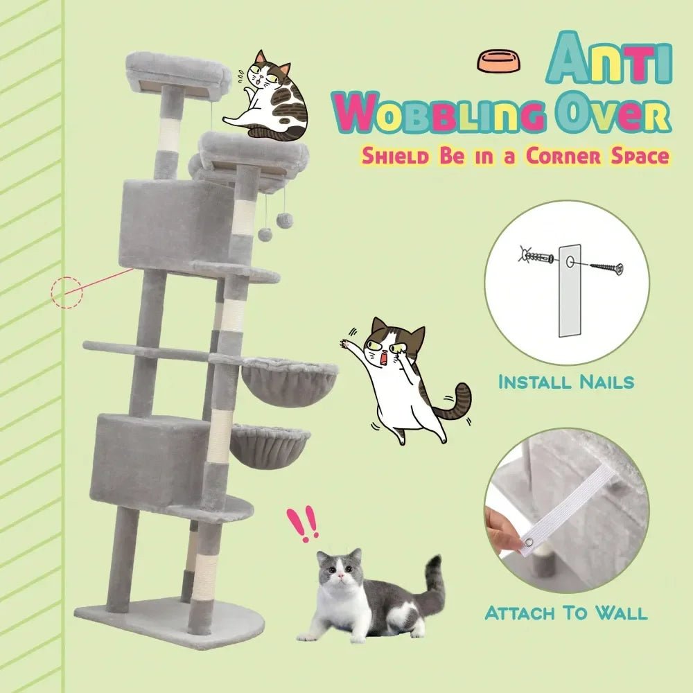 Three Tier Indoor Cat Tree Tower For Corner Space Saving