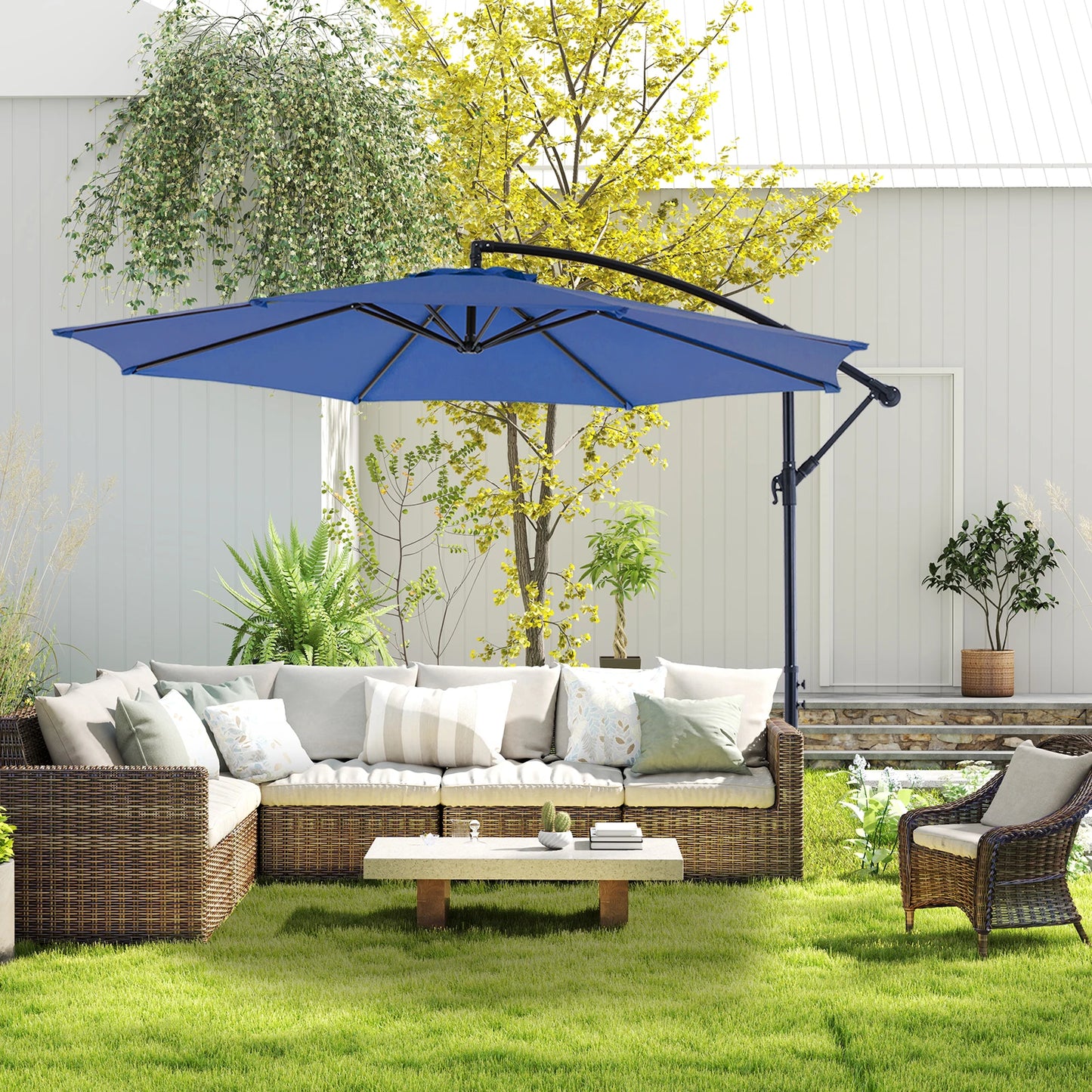 JHK Outdoor Patio Cantilever Umbrella With Easy Tilt UV Protection
