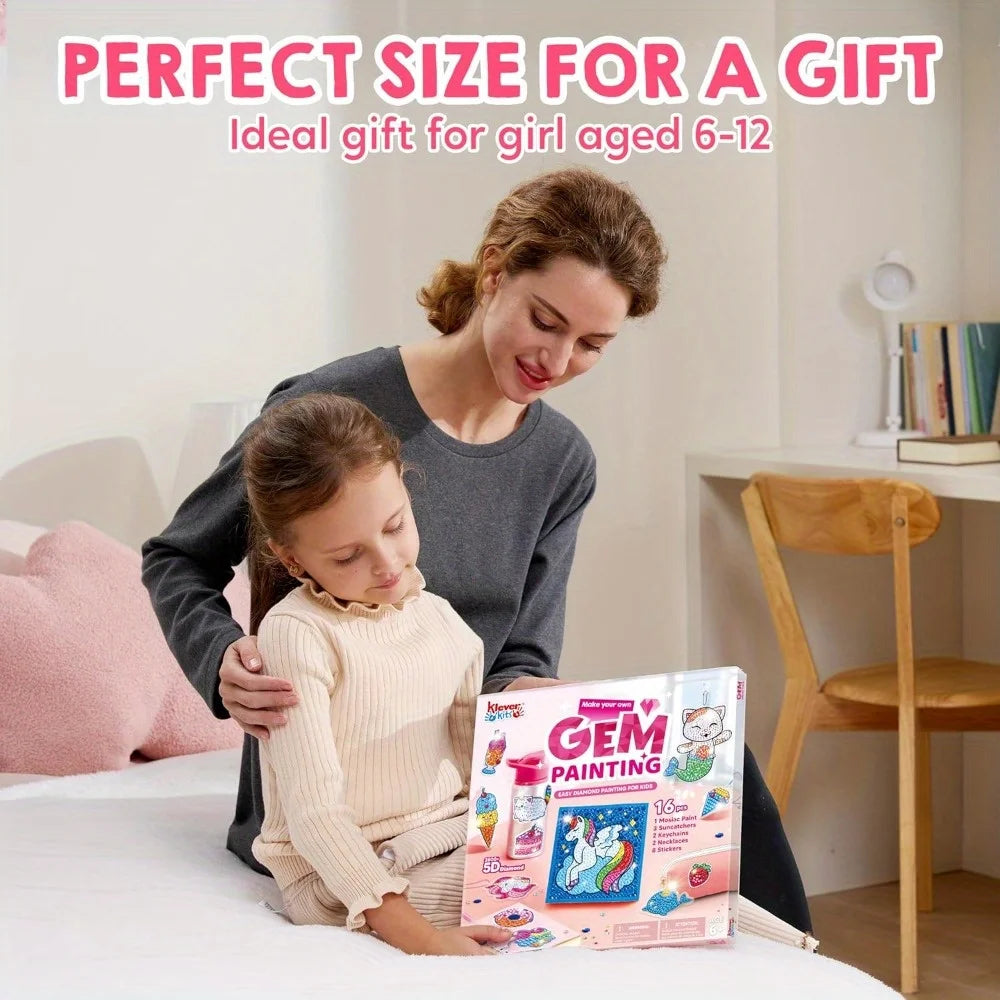 Joyfy 16 Projects Gem Painting Kit With 5D Gems For Girls Ages 6 12