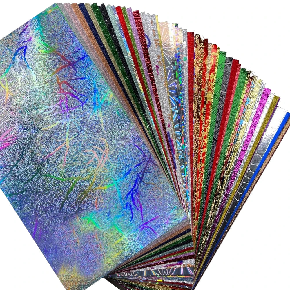 LISM 50 Sheets Glitter Paper Assorted Holographic Textured Cardstock