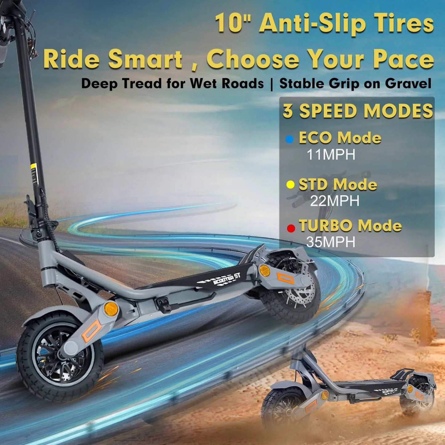 BIkydom Electric Scooter 1200W Motor 48V Battery 35mph