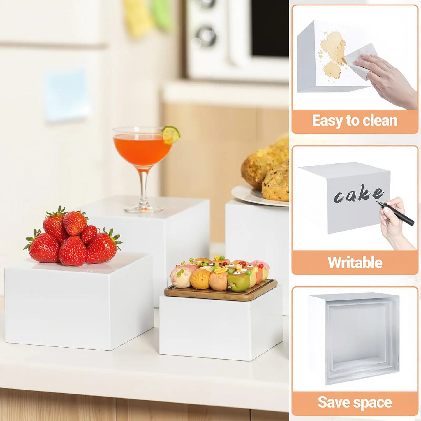 HiMISS Acrylic Buffet Risers Set For Dessert Table Display