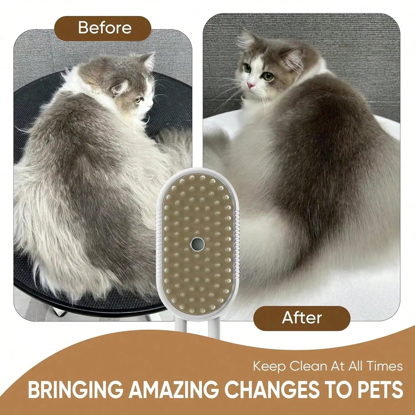 Steam Brush For Cats And Dogs 4 In 1 Self Cleaning Grooming