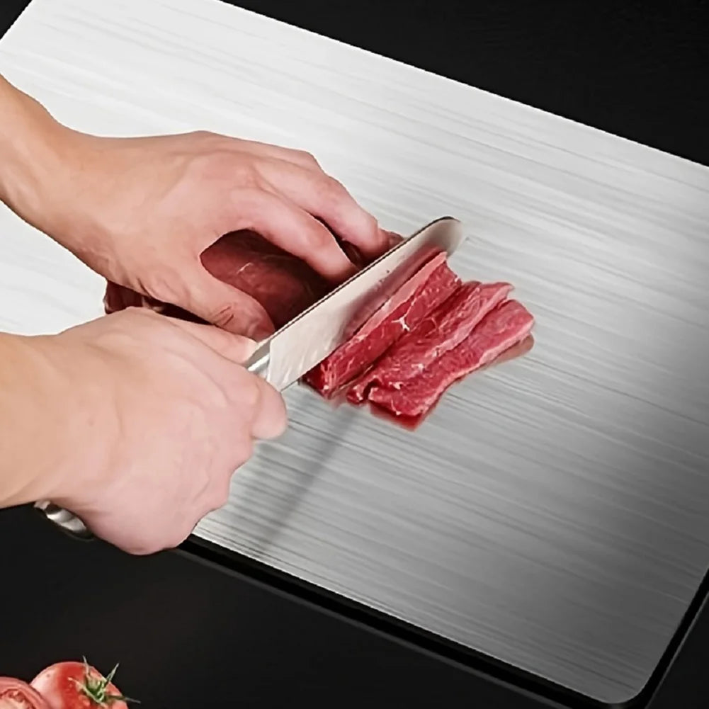 Alloet Double Sided Stainless Steel Cutting Board With Handle